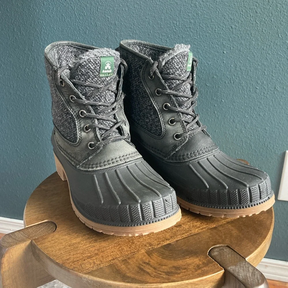 Kamik Women's Grey and Tan Winter Rain Boots
